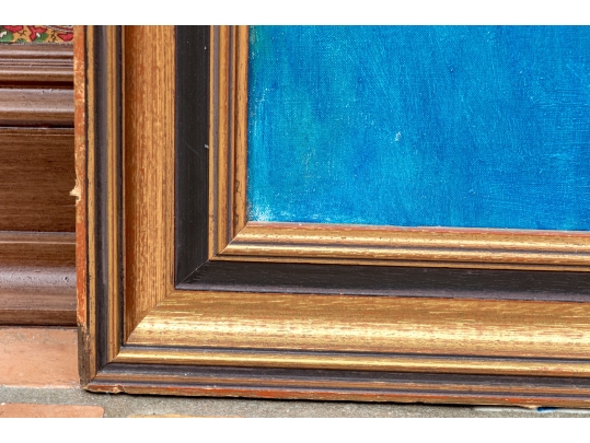 Oil On Canvas Painting Depicting A Man And Pheasant