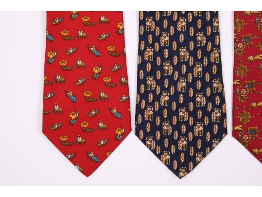 Four Beautiful Salvatore Ferragmo Mens Silk Neck Ties, Made In Italy (golf)