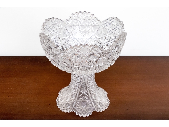 Fabulous American Brilliant Cut Crystal Footed Compote Bowl