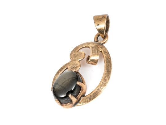 14k Yellow Gold Retro Swirl Pendant