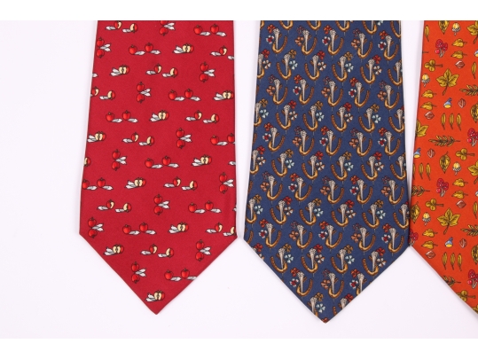 Four Beautiful Salvatore Ferragmo Mens Silk Neck Ties, Made In Italy (Orange)