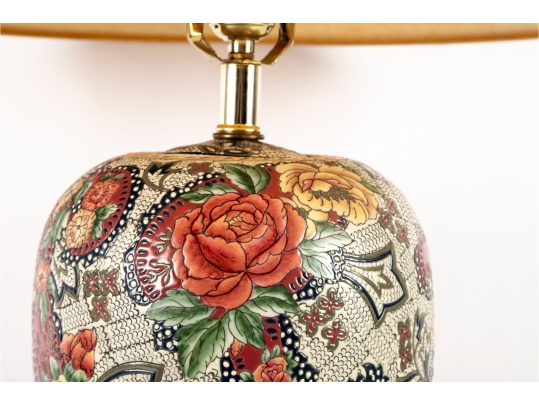 Colorful Floral Porcelain Table Lamp With Shade