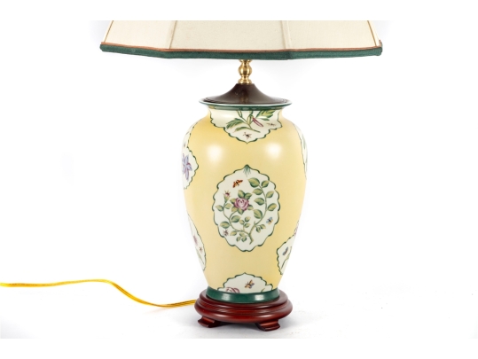 Decorative Porcelain Table Lamp With Floral Motif