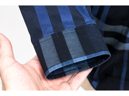 Burberry Blue Plaid Button-Up Shirt, Size 15 1/2-39 / 32-33