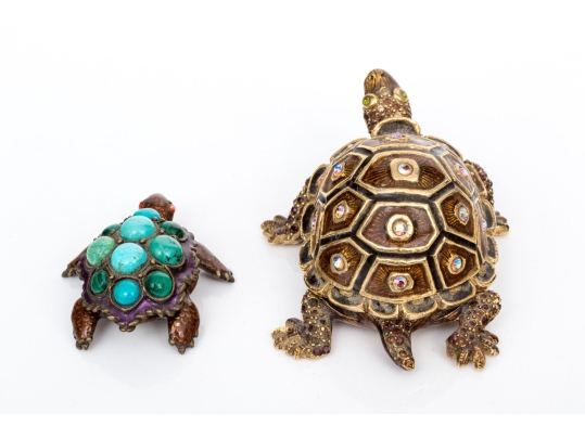 Two Jay Strongwater Turtle Form Boxes