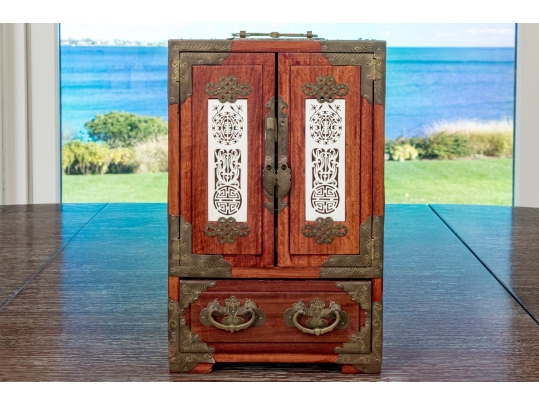 Diminutive Chinese Jewelry Chest With Inlaid Plaques