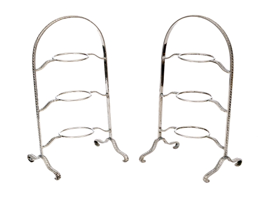 Set Of Two Silver Plated Tiered Serving Stands
