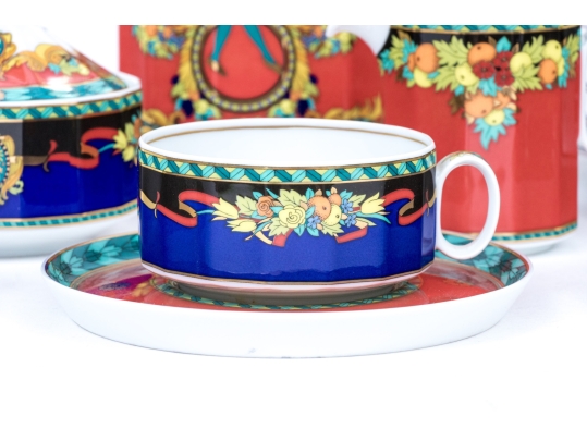 Seventeen Piece Set Of Versace Le Roy Soleil China Serving Wares