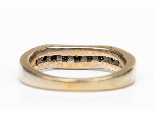 14k White Gold Channel Set Curved Diamond Set Band Ring, App. 0.36 TCW, Size 5