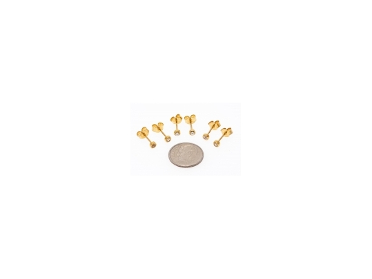 Three Pairs Of Petite Sterling Vermeil Stud Earrings 