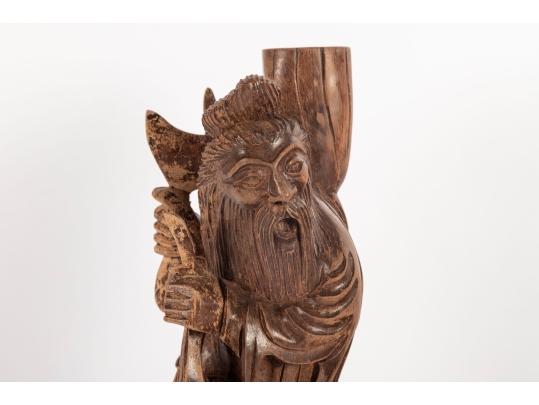 Antique Chinese Carved Wood Scholar Figure