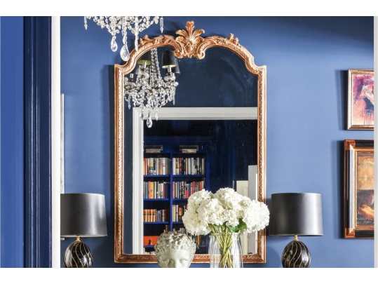 Antique Carved Wood And Gesso Gilt Mirror