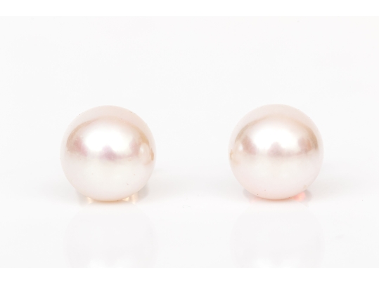 14k Yellow Gold Beautiful Classic 8.75mm Cultured Pearl Earrings