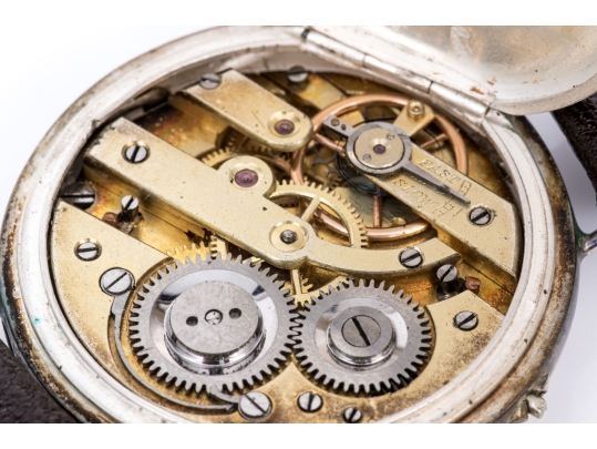 Antique 935 Silver Handsome Demi-hunter Converted Lever Set Pocket To Wristwatch