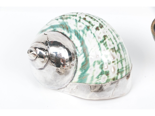 Group Of Six Fine Decorative Silver Clad Shells With Ruzzetti Italy