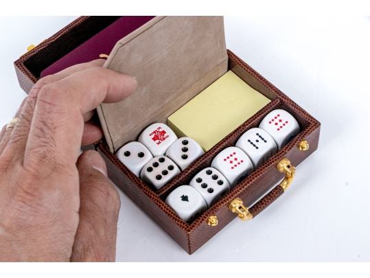 Vintage Asprey Cased Playing Card Set With Dice