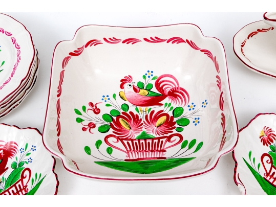 Thirty-One Piece French St. Clement Hand-Painted Ceramic Dining Service