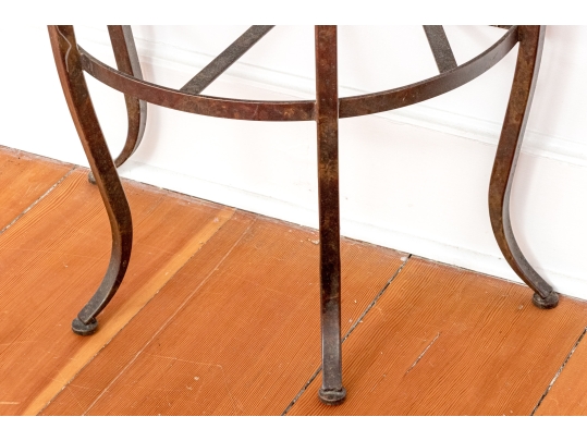 Pair Of Marble Top Iron Framed Consoles