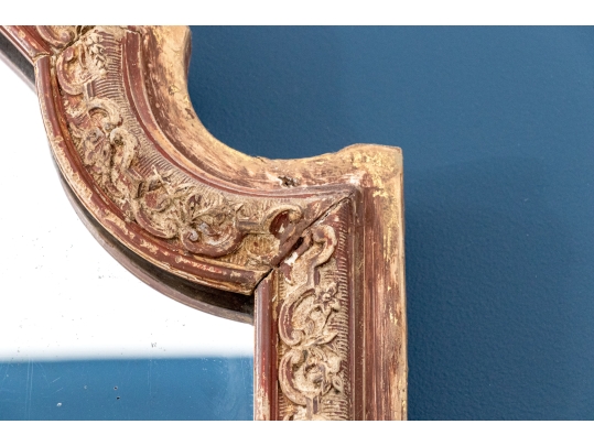 Antique Carved Wood And Gesso Gilt Mirror