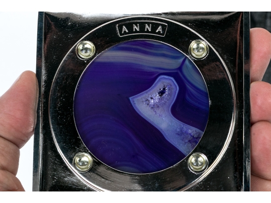 Boxed Set Of Four Anna New York By Rablabs Agate And Metal Coasters