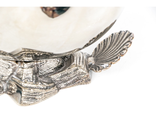 Antique English Silverplate Nautilus Spoon Warmer 