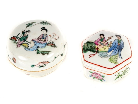 Pair Of Chinese Porcelain Lidded Boxes