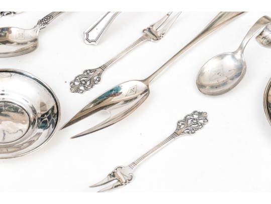 Fine Collection Of Eleven Sterling Silver Table Wares, 10.24 Ozt.