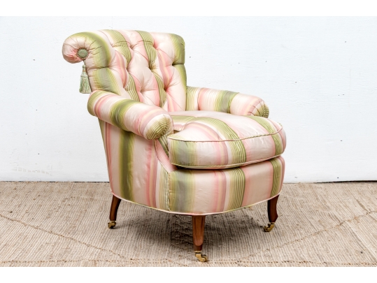 Vintage Button Tufted Armchair For Reupholstery