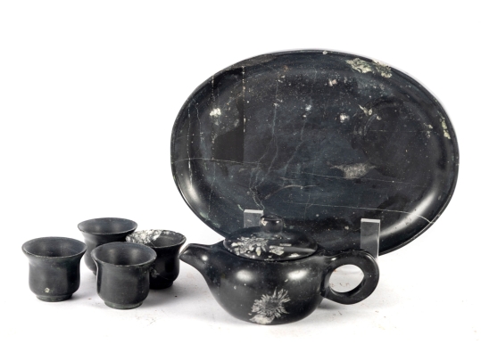 Burmese Black Jade Miniature Tea Set