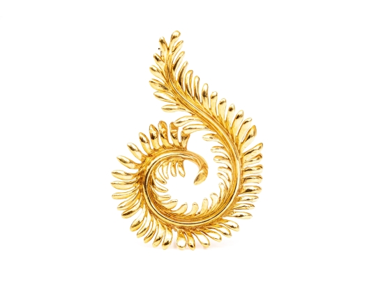 Tiffany & Co. 18k Yellow Gold Schlumberger Magnificent Stylized Furling Feather Brooch