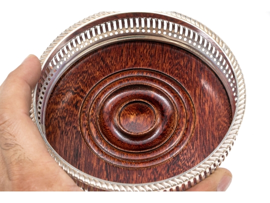 Pair Of Quality Silverplate Wine Coasters