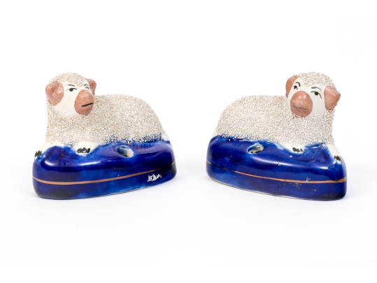 Pair Of English Staffordshire Ceramic Pen Trays