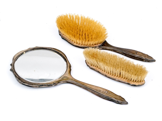 Antique Victorian Broadway & Co. (Birmingham, 1901-present) Silver And Tortoise Shell Vanity Set