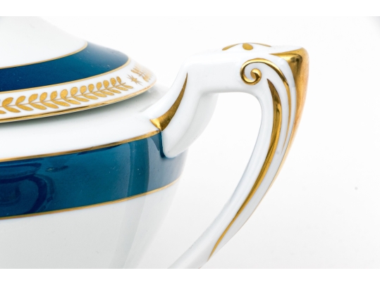 Exceptional & Rare Herend Hungary Hand-Painted Porcelain Tea Service,  “Josephine Empire” Pattern