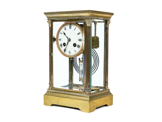 Neoclassical Style Brass Mantel Clock
