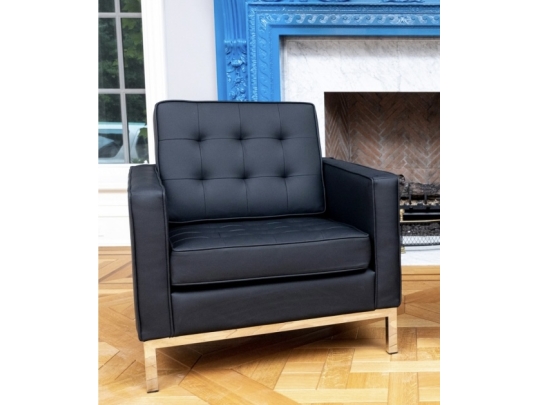 Modway Loft Tuft Black Vegan Leather Armchair