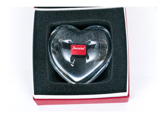 Baccarat Crystal Heart Paperweight Boxed