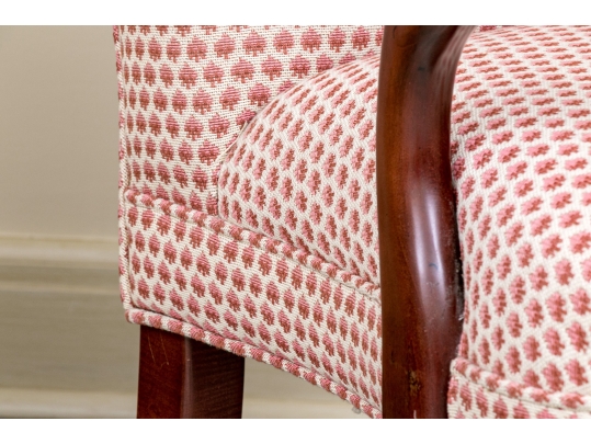 Fabulous Pair Of Mahogany Goose Neck Upholstered Armchairs