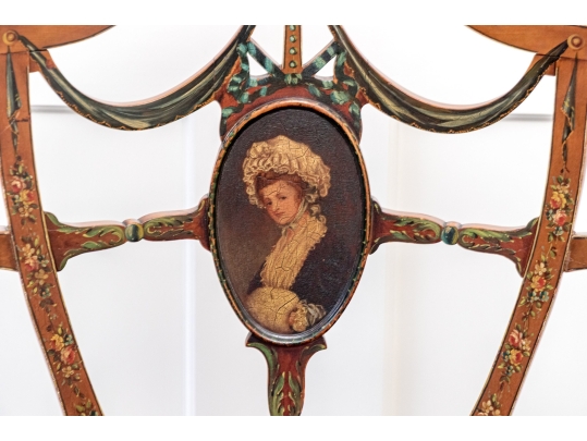 Adams Style Shield Back Painted Armchair