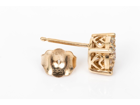 Effy 14k Yellow Gold Pretty Diamond Cluster Earrings, App. 0.50 TCW