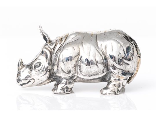 Buccellati Sterling Silver Miniature Captivating Standing Rhino, Retail $630