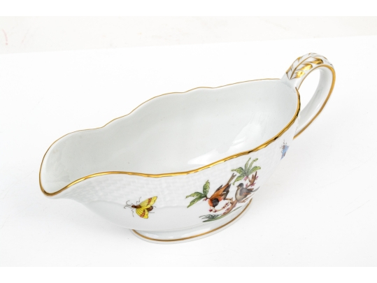 Herend Hungary Hand-Painted Porcelain Sauce Boat – Rothschild Bird (RO) Pattern