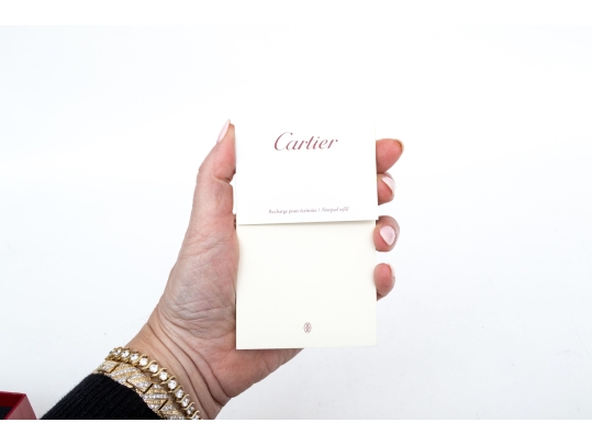 Cartier Burgundy Leather Notepad Holder, Must De Cartier, With Box