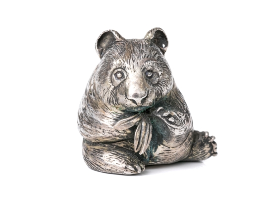 Buccellati Sterling Silver Miniature Sweet Panda Eating Bamboo