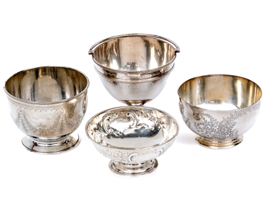 Collection Of Four Silver Plated Footed Bowls