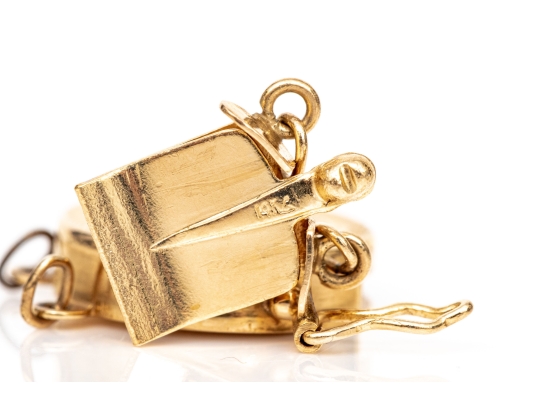 14k Yellow Gold Striking Vintage Double Strand Pearl/bead Clasp, Matte Finished Top