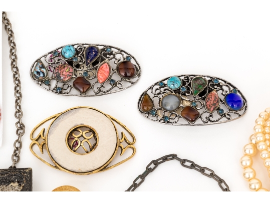 Collection Of Assorted Fashion And Costume Jewelry Pieces And Vintage Handbags