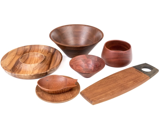 Assembled Collection Of Seven Wooden Serving Utensils