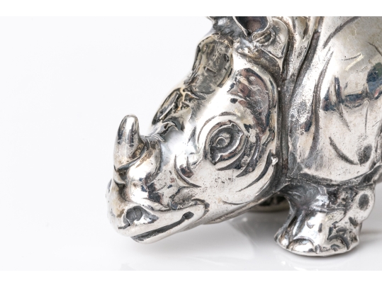 Buccellati Sterling Silver Miniature Captivating Standing Rhino, Retail $630