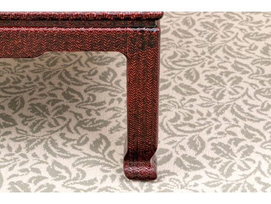 Stylish Lacquered Grasscloth Low Table